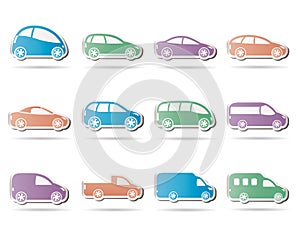 Different types of cars icons