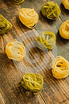 Different types of colored pasta