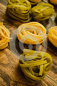 Different types of colored pasta