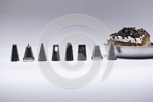 Different types of cream nozzels for making pastry and cream cake