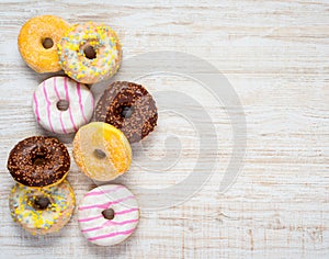Different Types of Donuts on Copy Space