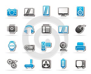 Different types of electronics icons