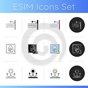 Different types of fabric feature icons set