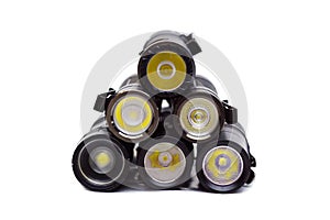 Different types of flashlight lens and reflectors