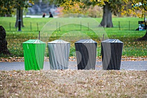 Different types of garbage bins for trash sorting