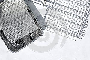 Different types of grill grate on the wgite surface, empty space