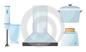 Different types of kitchen appliences for cooking vector illustration