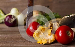 Different types of mushrooms with vegetables