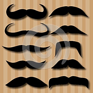 Different types of mustaches. Retro style.