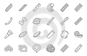 Different types of pasta icons set. Can be used to indicate italian pasta in restaurant menu.
