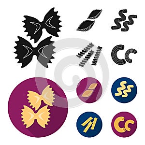 Different types of pasta. Types of pasta set collection icons in black,flat style vector symbol stock illustration web.