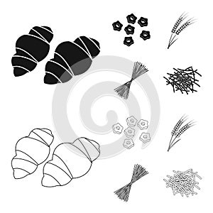 Different types of pasta. Types of pasta set collection icons in black,outline style vector symbol stock illustration