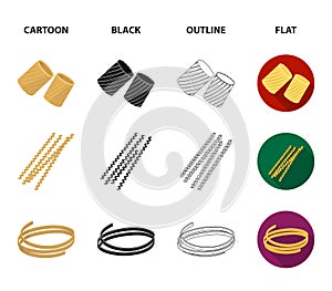 Different types of pasta. Types of pasta set collection icons in cartoon,black,outline,flat style vector symbol stock