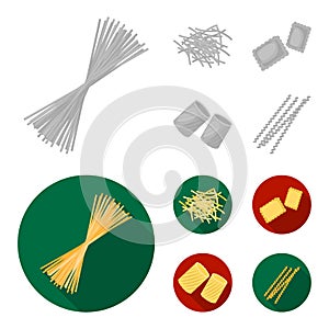 Different types of pasta. Types of pasta set collection icons in monochrome,flat style vector symbol stock illustration