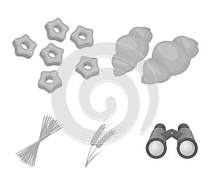 Different types of pasta. Types of pasta set collection icons in monochrome style vector symbol stock illustration web.