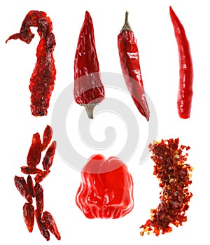 Different types of red chillies