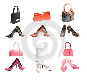 Different types shoes and bags