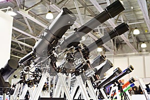 Different types of telescopes at exhibition