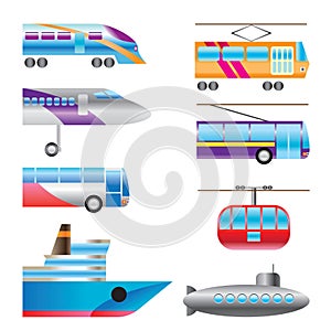 Different types of transportation icons