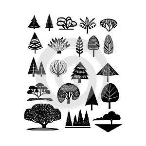 Different Types Of Tree Silhouette Vector