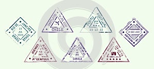 Different Types Triangle Post Stamps Set. Vector