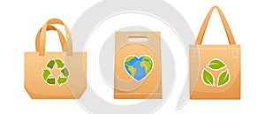 Different types of vector eco bags photo