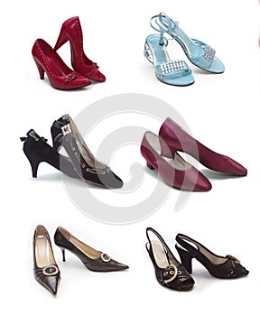 Different types of woman shoes