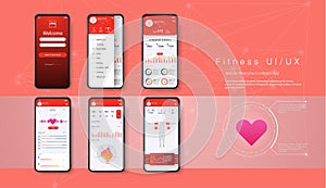 Different UI, UX, GUI screens fitness app