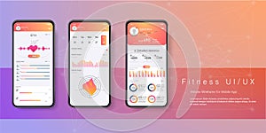 Different UI, UX, GUI screens fitness app