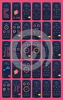 Different UI, UX, GUI screens and flat web icons for mobile apps