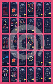 Different UI, UX, GUI screens and flat web icons for mobile apps