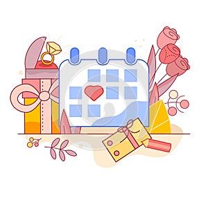 Different Valentines Day symbols. Happy Valentines Day. Love symbol. 14 february