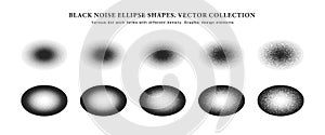Different Variations Of Vector Hand Drawn Dot Work Oval Abstract Shapes Set
