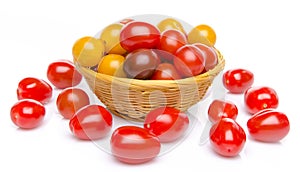 Different varieties of cherry tomatoes in a basket