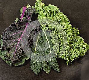 Different varieties of kale leaves
