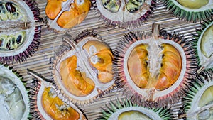 Different variety of durian fruit that can be found in Borneo, Indonesia