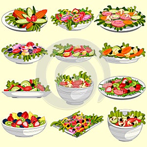 Different variety of fresh and healthy salad