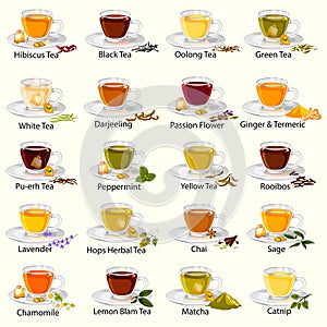 Different variety of herbal and medicinal Tea