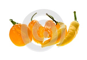 Different variety of yellow hot peppers - a bunch of chilies,