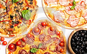 Different various kind of pizzas