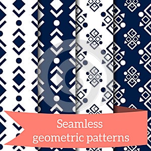 Different vector seamless patterns. Endless texture for wallpaper, fill, web page background, surface texture. Set of monochrome g