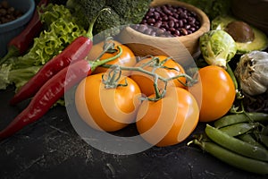 Different vegetables, fruits, cereals natural the  background