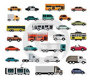 different vehicles, city transport, automobile service, side view cars