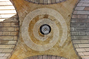 Bell tower. Under it view. photo