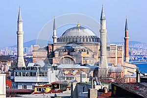 Different view of Haghia Sophia in Istanbul Turkey