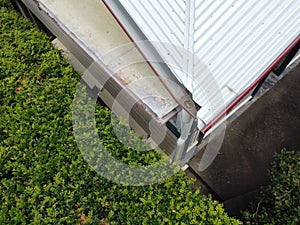 Different viewpoint of a gutter and roofing