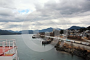 Different views of the city and sea bay in the afternoon and evening. City Prince Rupert BC. Canada.