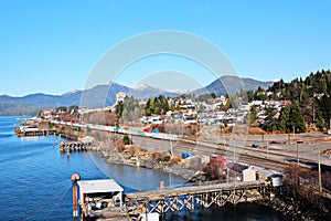 Different views of the city and sea bay in the afternoon and evening. City Prince Rupert BC. Canada.