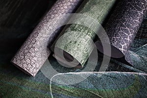 Wallpaper rolls. Different textures.
