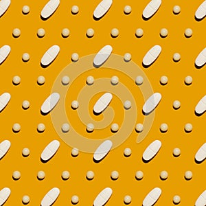 Different white medicine pills and tablets pattern